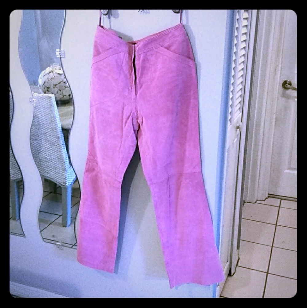 Pink Suede Leather Pant